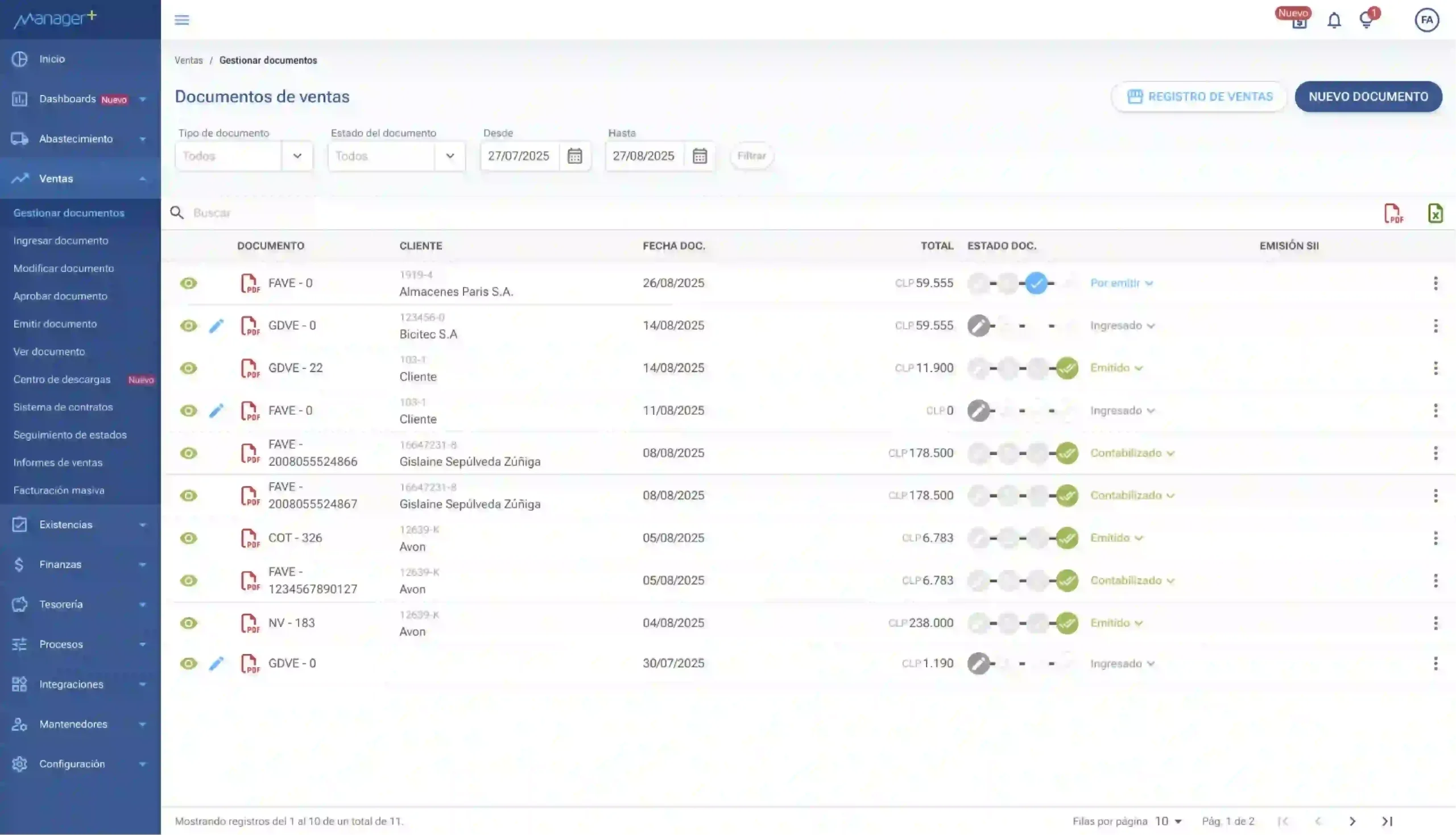 Gestion de ventas